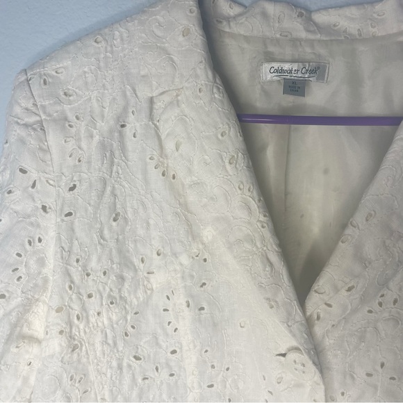 Coldwater Creek 100% Linen White Eyelet Swing Jacket Blazer Size XL - Picture 3 of 7